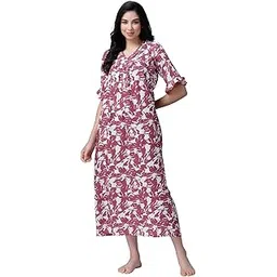 oomph! Women's Cotton Blend Maxi Casual Relaxed Night Shirt-picture-24