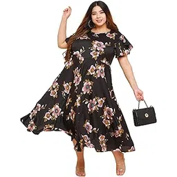 oomph! Women's Western & Fusion wear Crepe A-Line Maxi Dress - Green-picture-39