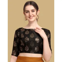 Oomph! Woven Design Boat Neck Jacquard Saree Blouse-picture-17