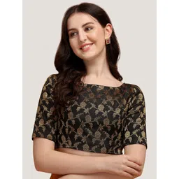 Oomph! Woven Design Boat Neck Saree Blouse-picture-24