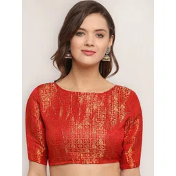 Oomph! Woven Design Boat Neck Saree Blouse-picture-37