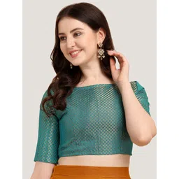 Oomph! Woven Design Boat Neck Saree Blouse-picture-18