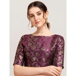 Oomph! Woven Design Boat Neck Saree Blouse-picture-37