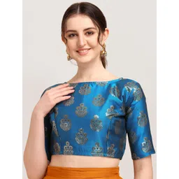 Oomph! Woven Design Boat Neck Saree Blouse-picture-32