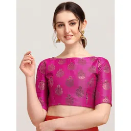 Oomph! Woven Design Boat Neck Saree Blouse-picture-23