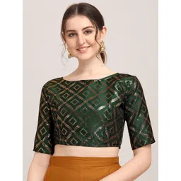 Oomph! Woven Design Boat Neck Saree Blouse-picture-31