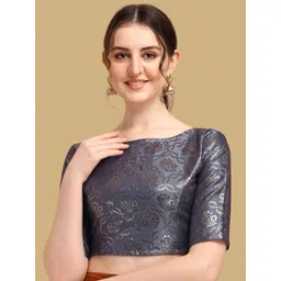 Oomph! Woven Design Boat Neck Saree Blouse-picture-29