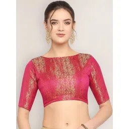 Oomph! Woven Design Boat Neck Saree Blouse-picture-39