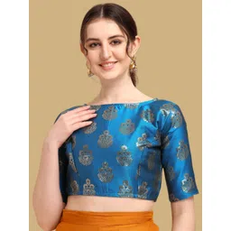 Oomph! Woven Design Boat Neck Saree Blouse-picture-10