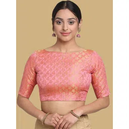 Oomph! Woven Design Boat Neck Saree Blouse-picture-17