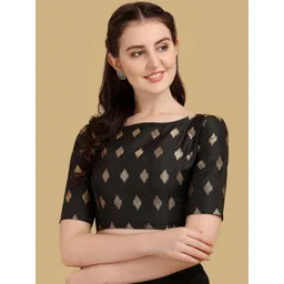 Oomph! Woven Design Boat Neck Saree Blouse-picture-15