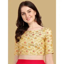 Oomph! Woven Design Boat Neck Saree Blouse-picture-33