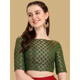 Oomph! Woven Design Boat Neck Saree Blouse-picture-20