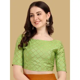 Oomph! Woven Design Boat Neck Saree Blouse-picture-28