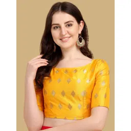 Oomph! Woven Design Boat Neck Saree Blouse-picture-15