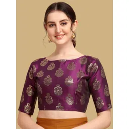Oomph! Woven Design Boat Neck Saree Blouse-picture-16