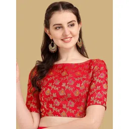 Oomph! Woven Design Boat Neck Saree Blouse-picture-25