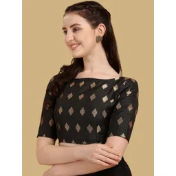 Oomph! Woven Design Boat Neck Saree Blouse image 3