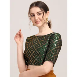 Oomph! Woven Design Boat Neck Saree Blouse image 2