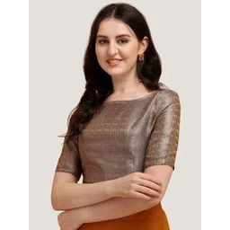 Oomph! Woven Design Boat Neck Short Sleeve Art Silk Saree Blouse-picture-25