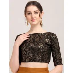 Oomph! Woven Design Boat Neck Zari Saree Blouse-picture-44