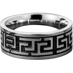 oomphelicious Jewellery Silver Stainless Steel Engraved Band Ring For Men & Boys (RSSK11_AMR3)-picture-15
