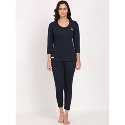 OOSHIN UK Cotton Round Neck Top With Trousers Thermal Signature Set-picture-22