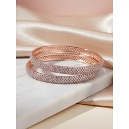 Opal Touch Set of 2 Rose Gold-Plated American Diamond Studded Bangles-picture-37
