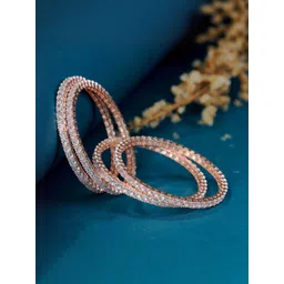 Opal Touch Set Of 4 Rose Gold-Plated American Diamond-Studded Bangles-picture-25