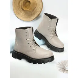 OPHELIA Women Textured Heeled Mid-Top Chunky Boots-picture-31