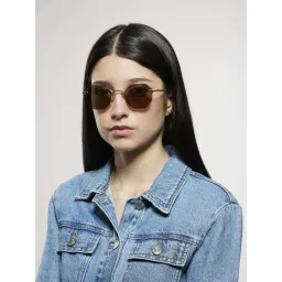 Opium Brown UV Protection Hexagon Unisex Sunglasses-picture-32