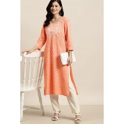 opple Women Embroidered Viscose Rayon Straight Kurta-picture-14