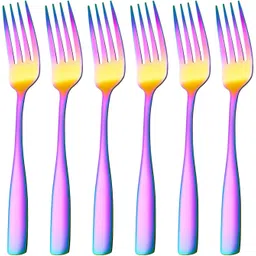 opulenceware Modern Ergonomically Designed Premium Fork for Home and Kitchen (Rainbow) Stainless Steel Dinner Fork Set-picture-34