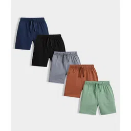 Orange Sugar 100% Cotton Knit Pack Of 5 Solid Shorts - Multi Colour-picture-13