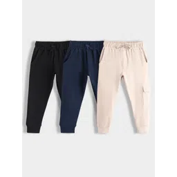 Orange Sugar Infants Pack Of 3 Pure Cotton Mid-Rise Cargo-Joggers-picture-39