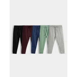 Orange Sugar Infants Pack Of 5 Pure Cotton Mid-Rise Joggers-picture-58