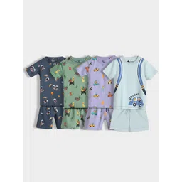 Orange Sugar Kids Pack Of 4 Printed Pure Cotton T-Shirts With Shorts-picture-31