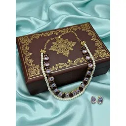 ORANGENYSHA Gold-Plated American Diamond Stone Studded Jewellery Set-picture-24