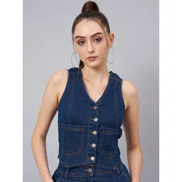 Orchid Blues Cotton Denim SleevelessCrop Top-picture-30