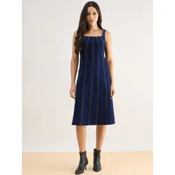 Orchid Blues Denim A-Line Midi Dress-picture-11