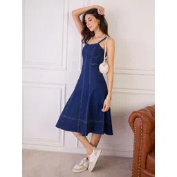 Orchid Blues Denim A-line Midi Dress image 5