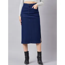 Orchid Blues Denim Straight Midi Skirt-picture-30