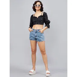 Orchid Blues Geometric Embroidered Cotton Top image 3