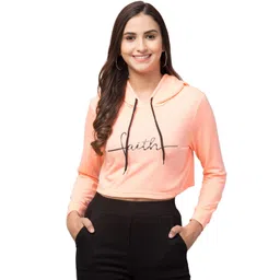 Orchid Blues Women Orange Printed Crop Sweatshirt-picture-24