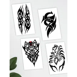 ORDERSHOCK Set Of 4 Black Tribal, S Letter & Bull Black Tribal Design Temporary Tattoo-picture-20