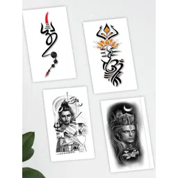 ORDERSHOCK Set Of 4 Om Namha Shivaye Mahadev & Shivling Design Temporary Tattoos-picture-36