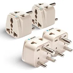 OREI USA India Converter Plug, (USA, China & More) UK to India Adapter Plug, Type D India Adapter - 2 in 1 Canada to India Converter Plug - CE - RoHS - Beige - 4 Pack - 5 Years Warranty image 1