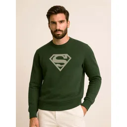 Organic Chics Men Superman Printed Round Neck Long Sleeves Pullover Sweatshirt-picture-21