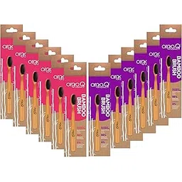 OrgaQ Organicky Adult Natural Bamboo Automatic Toothbrush With Charcoal Infused Castor Bean Bristle For Oral Care|Eco Friendly -12 Pc-picture-14