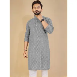 ORIFAB Men Grey Cotton Kurtas-picture-40